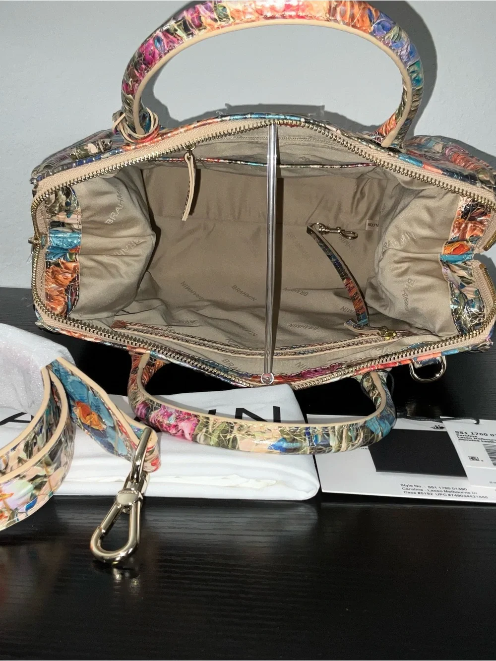 Brahmin Lg. Caroline LASSO MELBOURNE DI Floral Leather W/Eye NWT